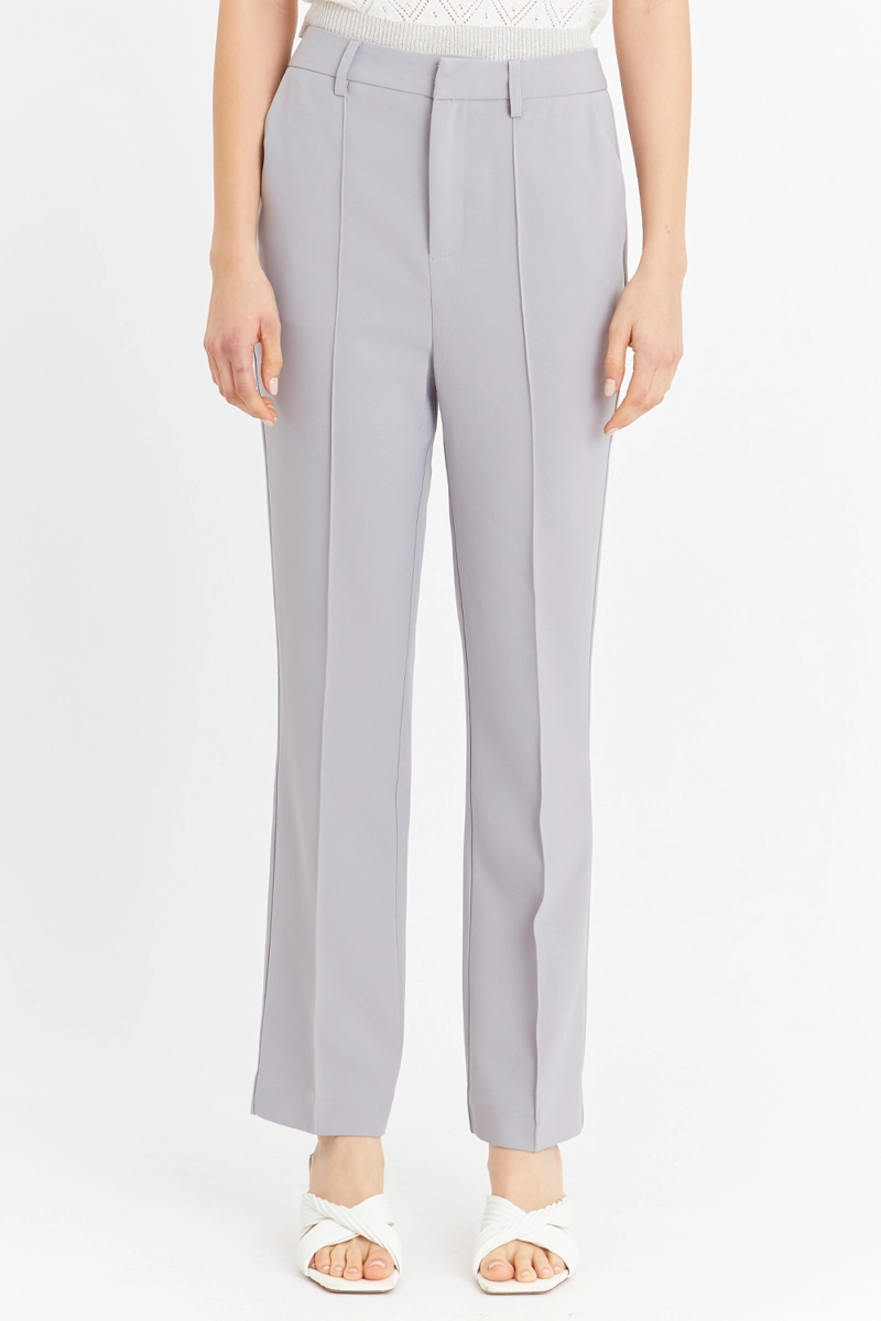 PANTALON ENTALLADO COSTURAS DELANTERAS GRIS NICOPOLY - 1