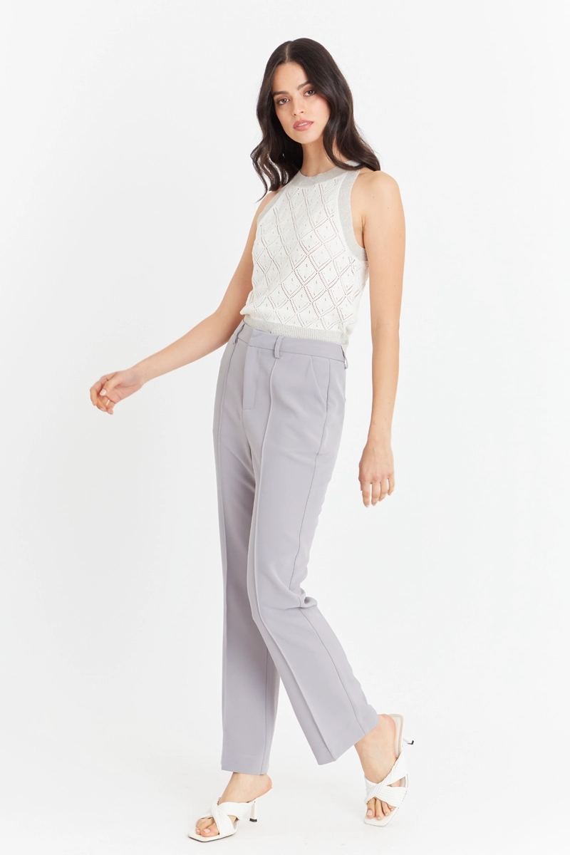 PANTALON ENTALLADO COSTURAS DELANTERAS GRIS NICOPOLY - 2