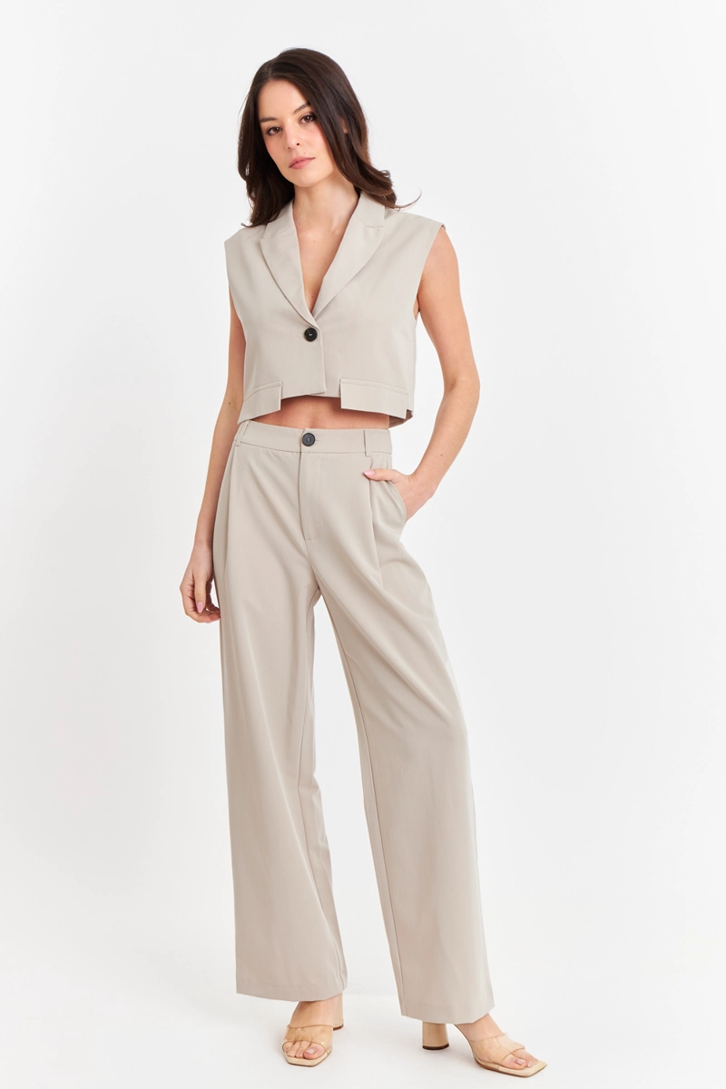 GILET CROP CON SOLAPA KHAKI NICOPOLY - 2