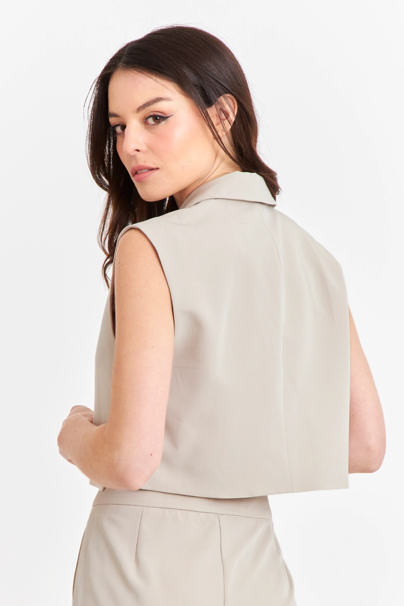 GILET CROP CON SOLAPA KHAKI NICOPOLY - 4