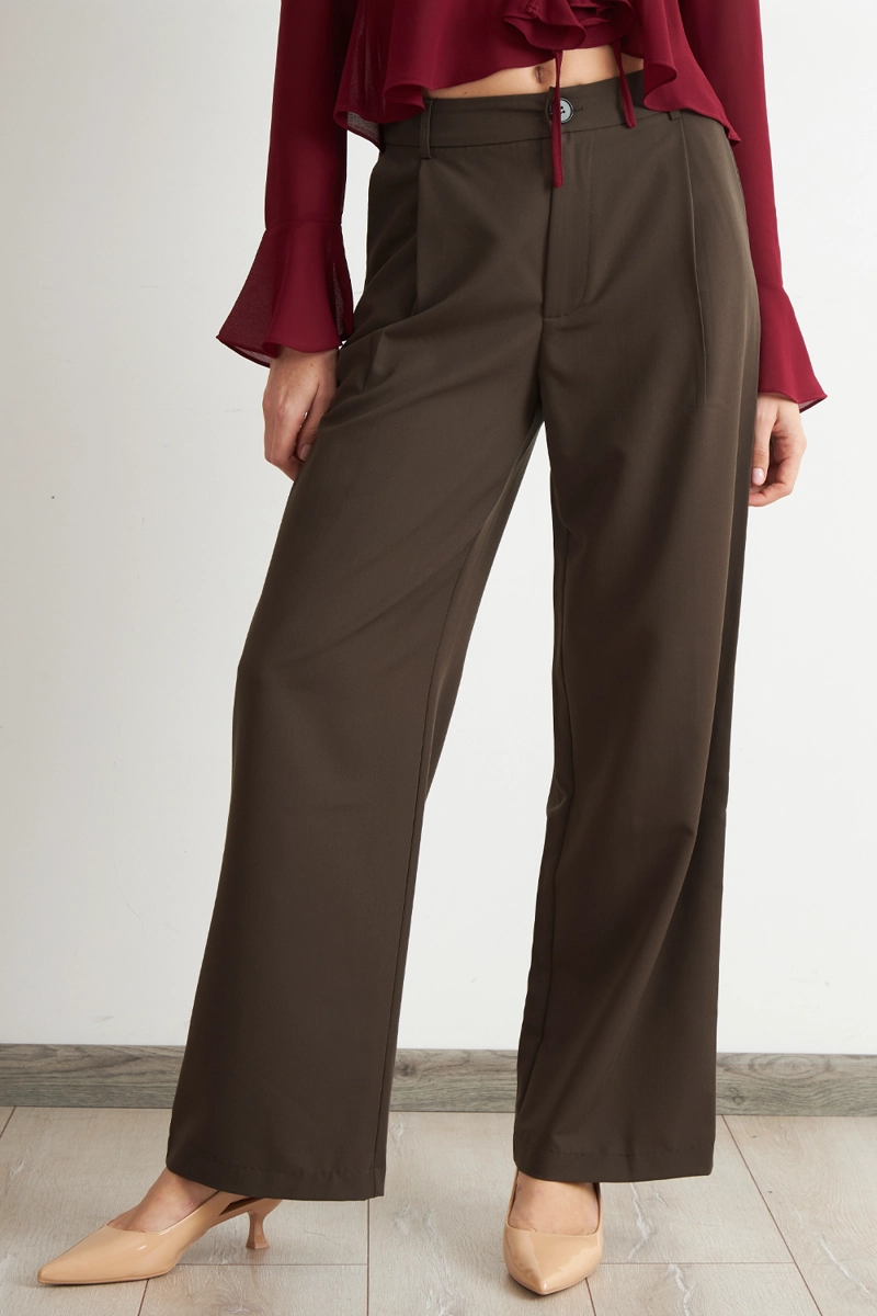 PANTALON VESTIR RECTO CAFE  NICOPOLY - 1