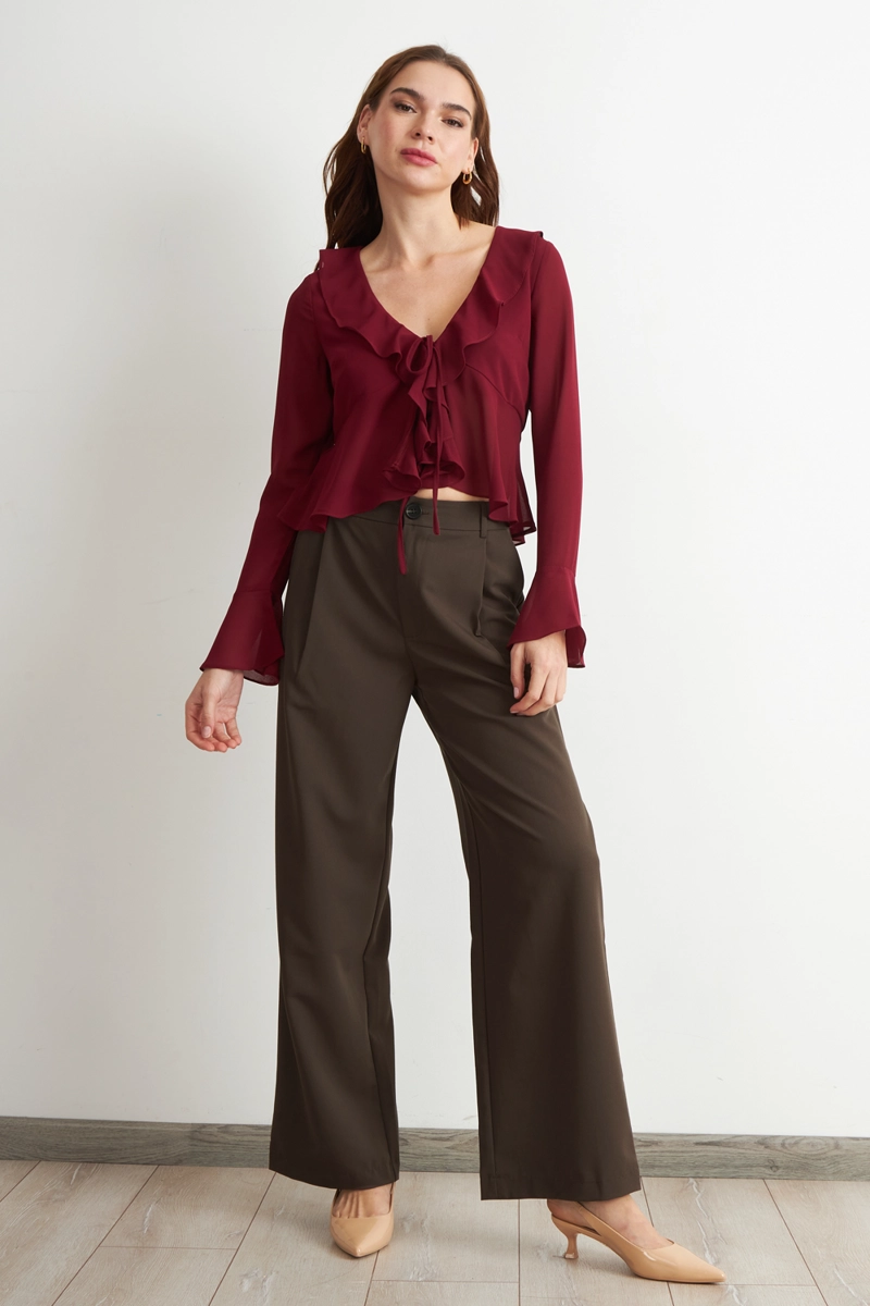 PANTALON VESTIR RECTO CAFE  NICOPOLY - 2