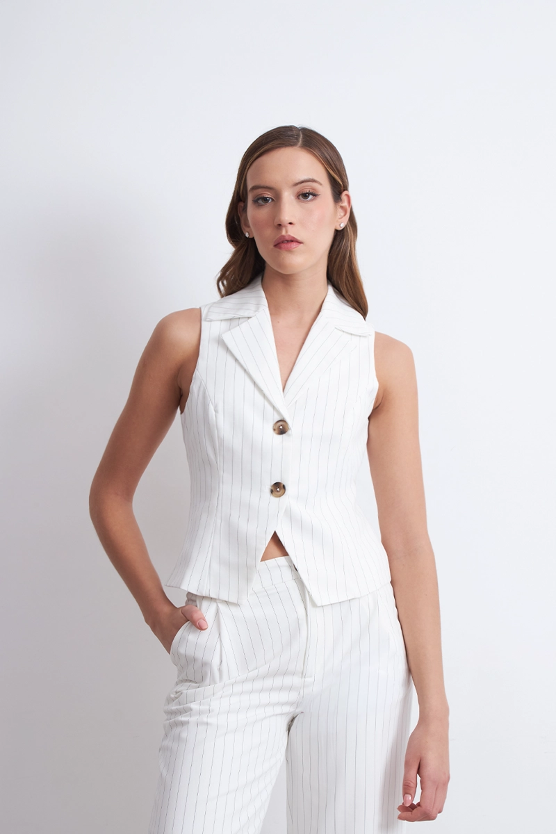 GILET BLANCO RAYAS DIPLOMATICAS  NICOPOLY - 1