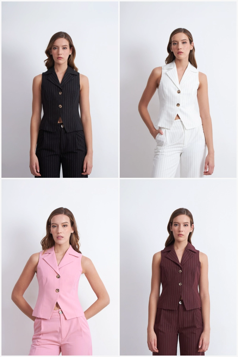 GILET RAYAS DIPLOMATICAS BLANCO MUJER NICOPOLY - 5