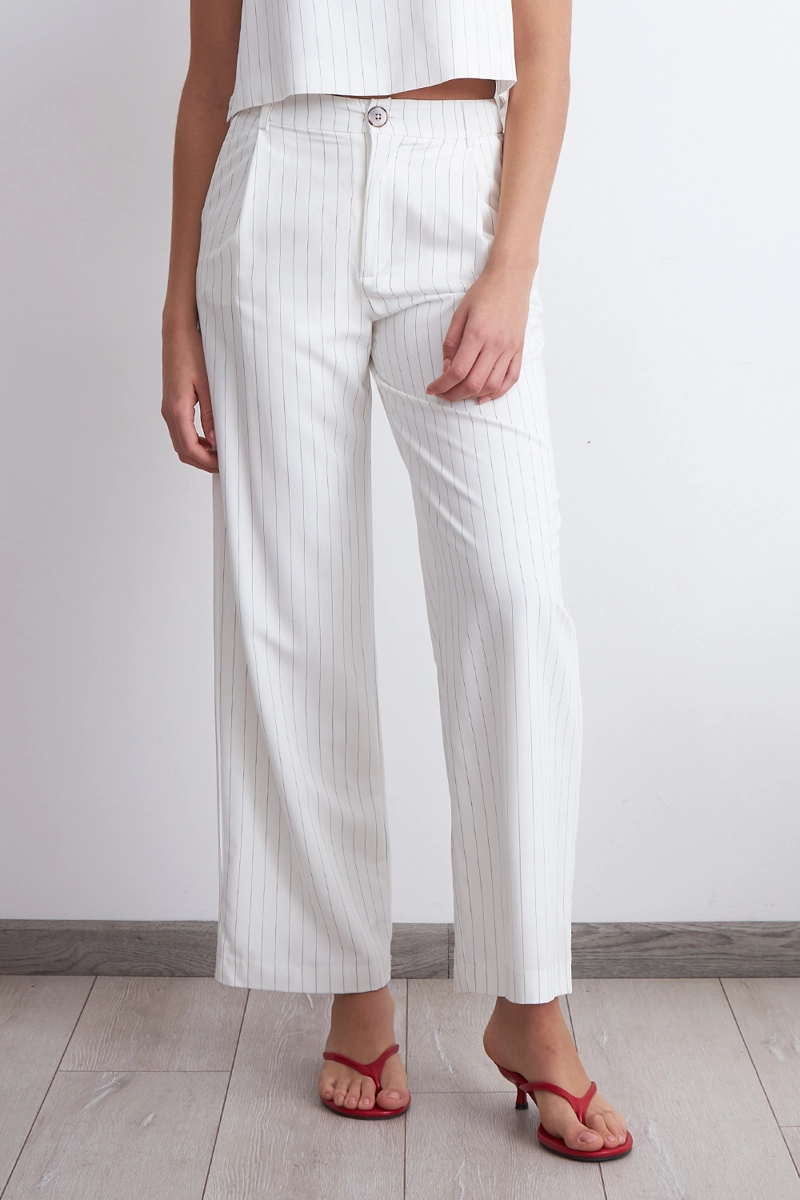 PANTALON DE PIERNA RECTA RAYA DIPLOMATICA BLANCO MUJER NICOPOLY - 2