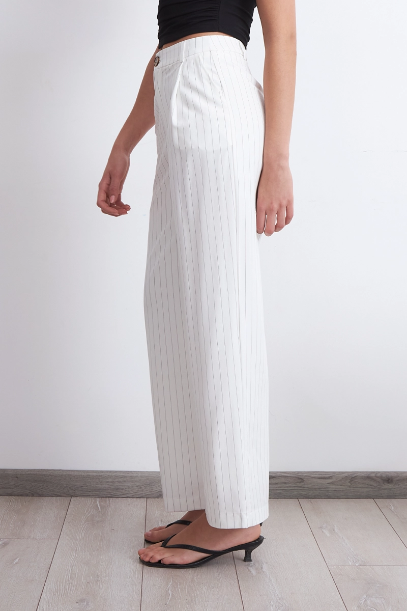 PANTALON DE PIERNA RECTA RAYA DIPLOMATICA BLANCO MUJER NICOPOLY - 3
