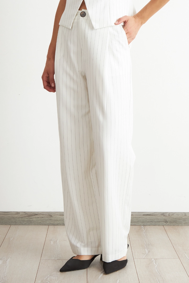 PANTALON DE PIERNA RECTA RAYA DIPLOMATICA BLANCO NICOPOLY - 3