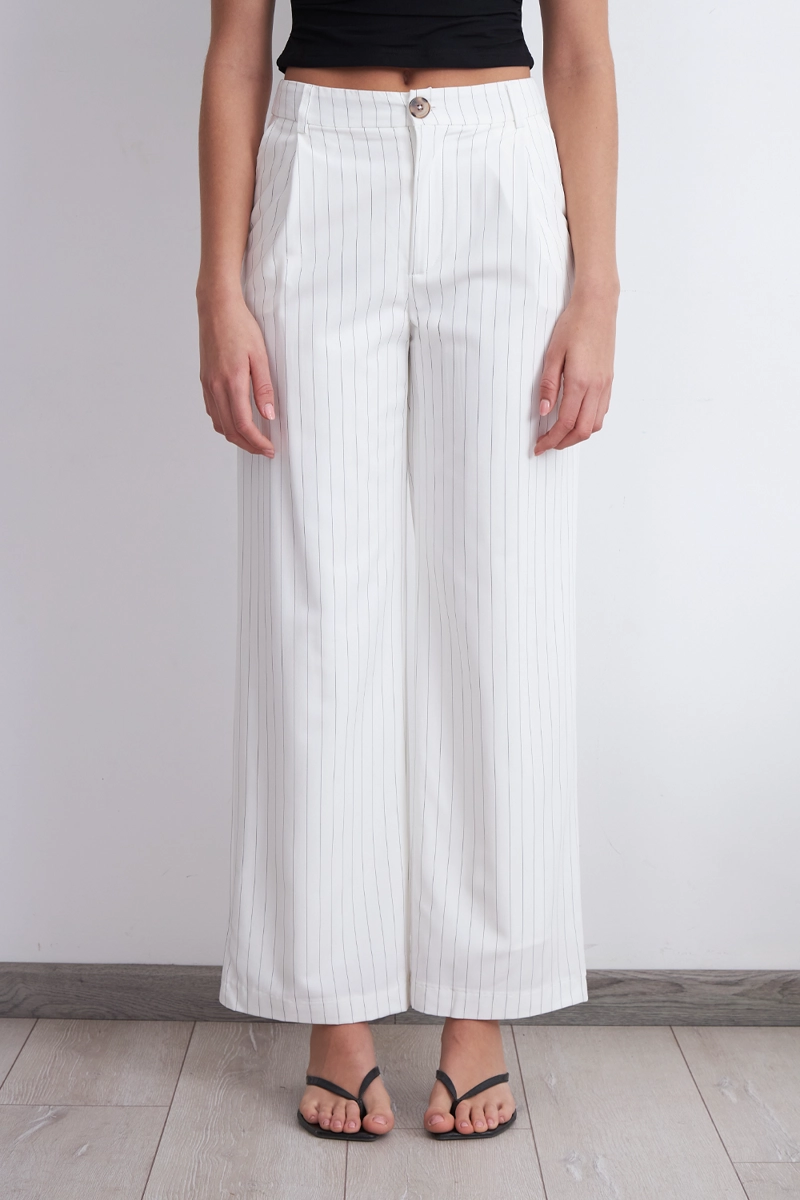 PANTALON DE PIERNA RECTA RAYA DIPLOMATICA BLANCO MUJER NICOPOLY - 6