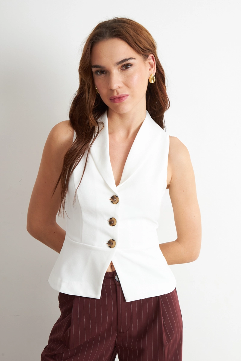GILET SASTRE ENTALLADO BLANCO NICOPOLY - 5