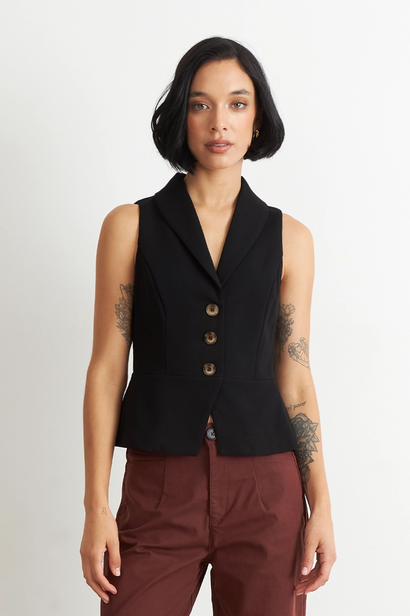 GILET SASTRE ENTALLADO NEGRO NICOPOLY - 1