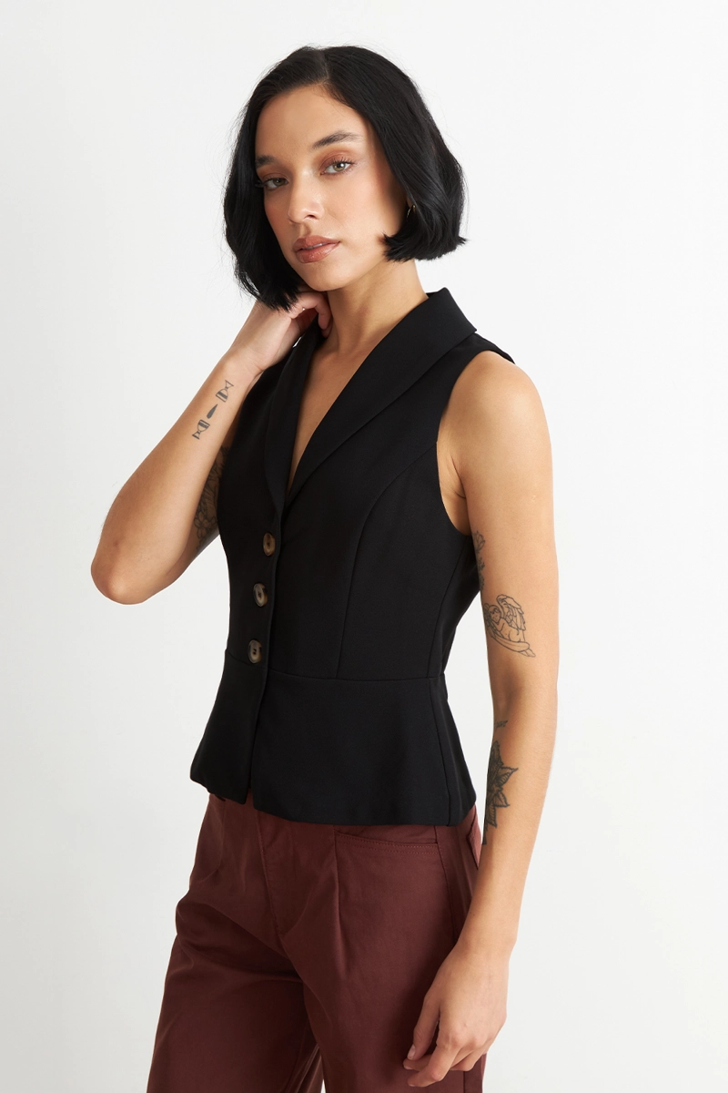 GILET SASTRE ENTALLADO NEGRO NICOPOLY - 3