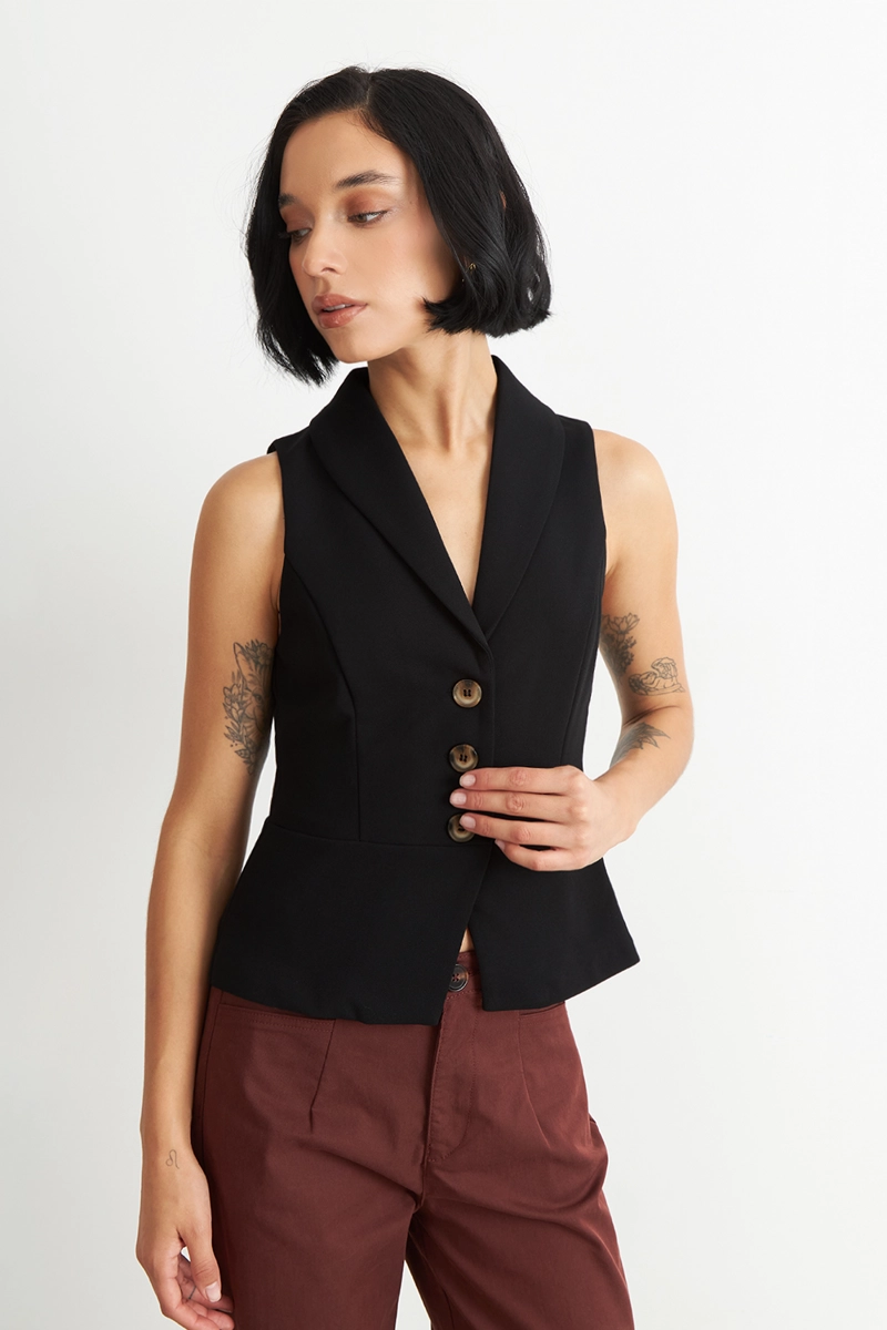 GILET SASTRE ENTALLADO NEGRO NICOPOLY - 5