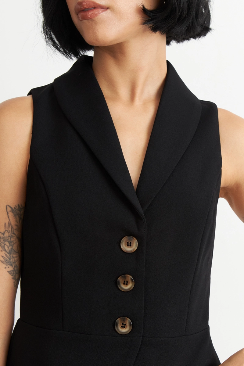 GILET SASTRE ENTALLADO NEGRO NICOPOLY - 6