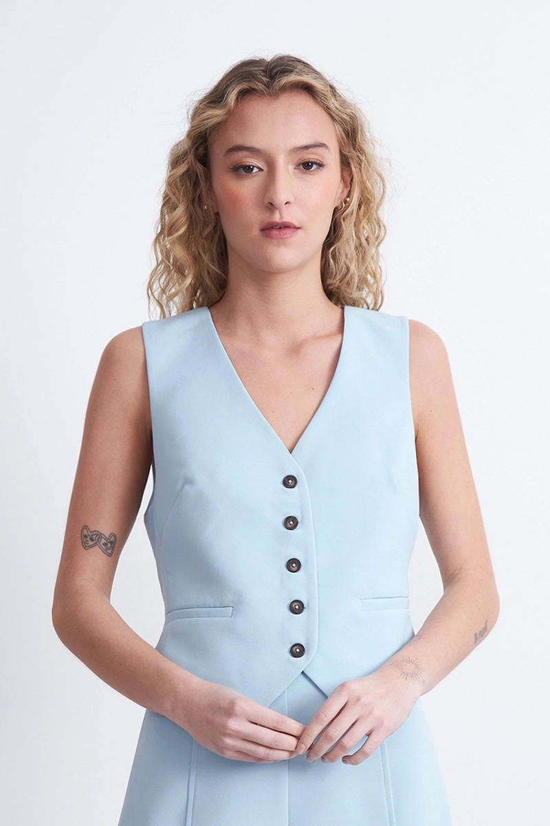 GILET BASICO CELESTE NICOPOLY - 1
