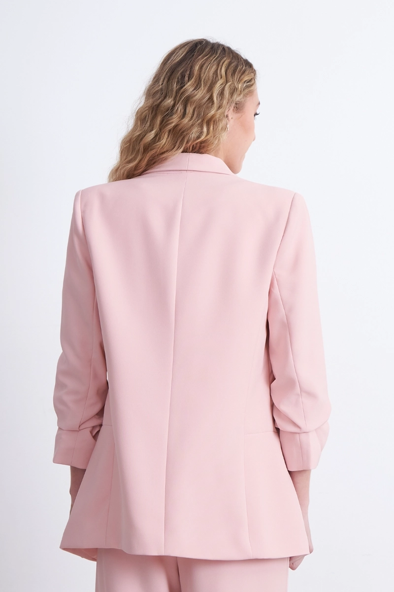BLAZER MANGA 3/4 AJUSTADA CON PLIEGUES ROSADO NICOPOLY - 4