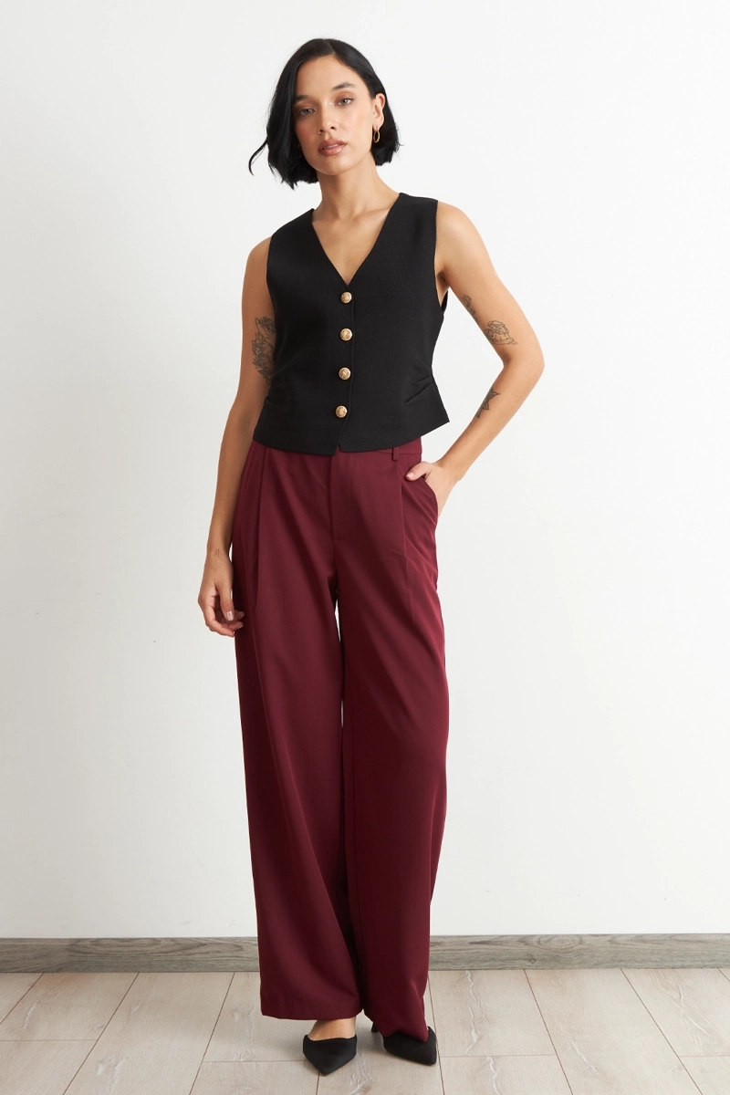 GILET CON DRAPEADO LATERAL NEGRO - 2