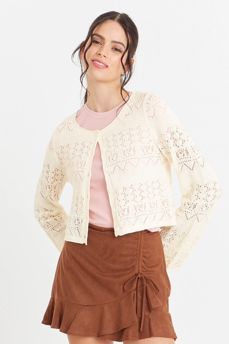 CARDIGAN TIPO  HILO BLANCO NICOPOLY - 1
