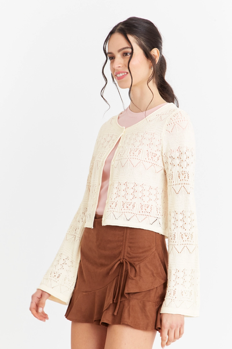 CARDIGAN TIPO  HILO BLANCO MUJER NICOPOLY - 3