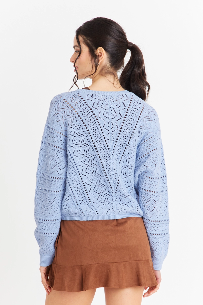 CARDIGAN TIPO  BOTONES DORADOS CELESTE NICOPOLY - 4