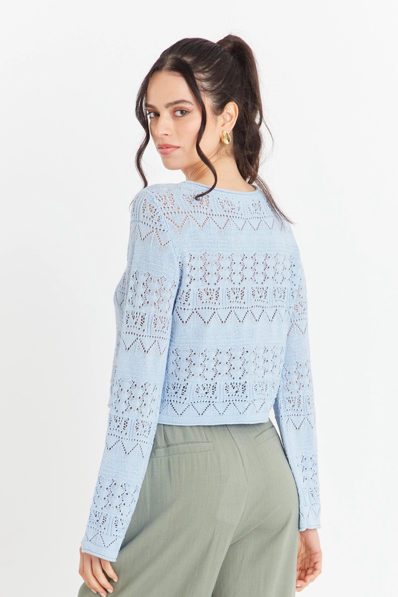 CARDIGAN TIPO  HILO CELESTE NICOPOLY - 4