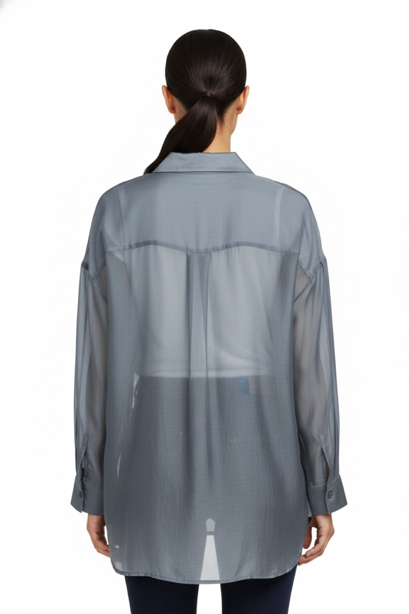 CAMISA SATINADA TRANSPARENTE GRIS NICOPOLY - 4