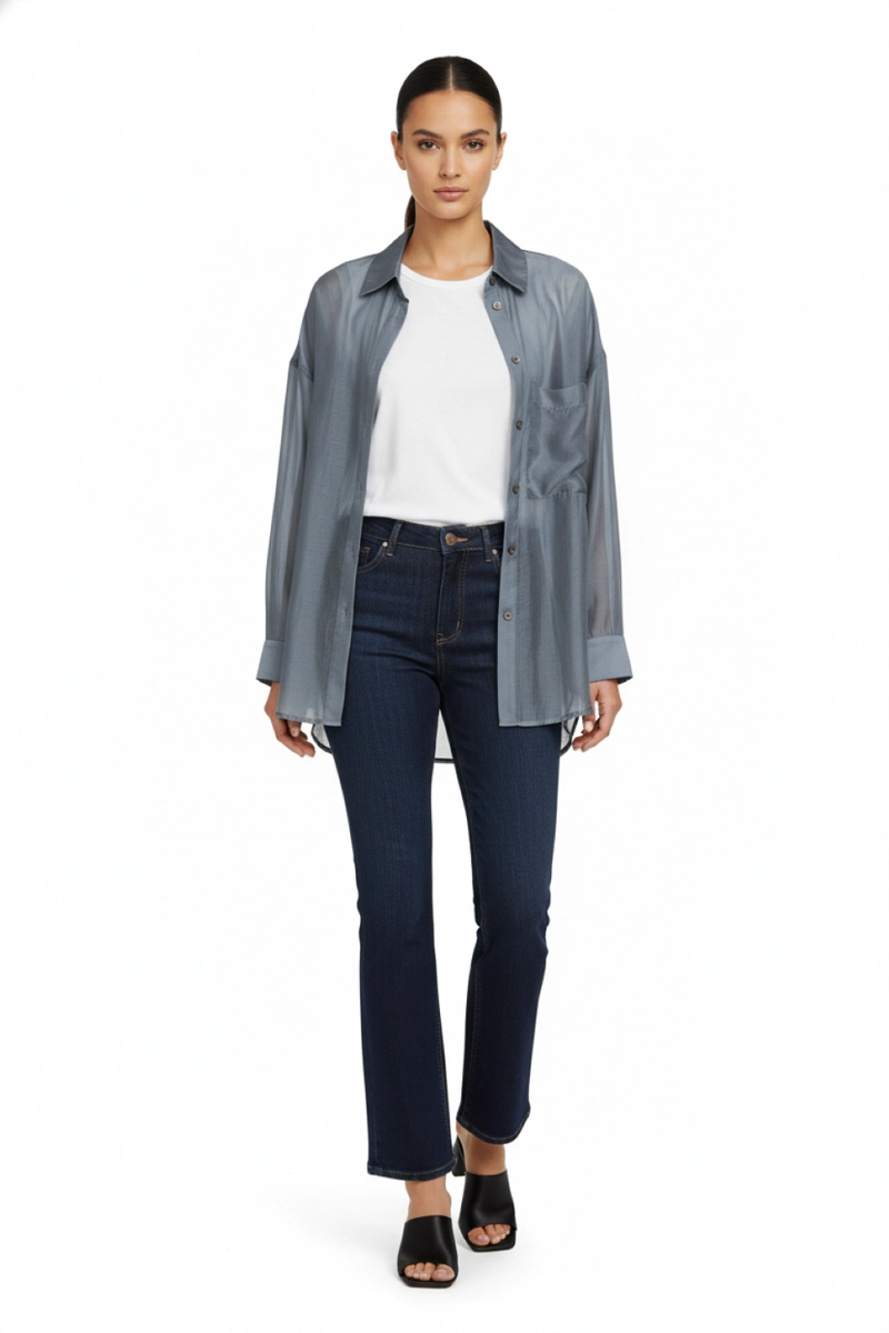 CAMISA SATINADA TRANSPARENTE GRIS NICOPOLY - 5