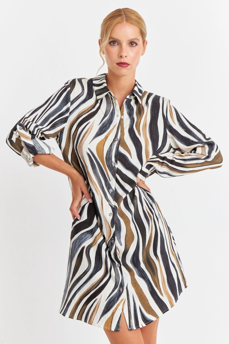 VESTIDO TIPO CAMISERO ZEBRA CAFE  NICOPOLY - 1