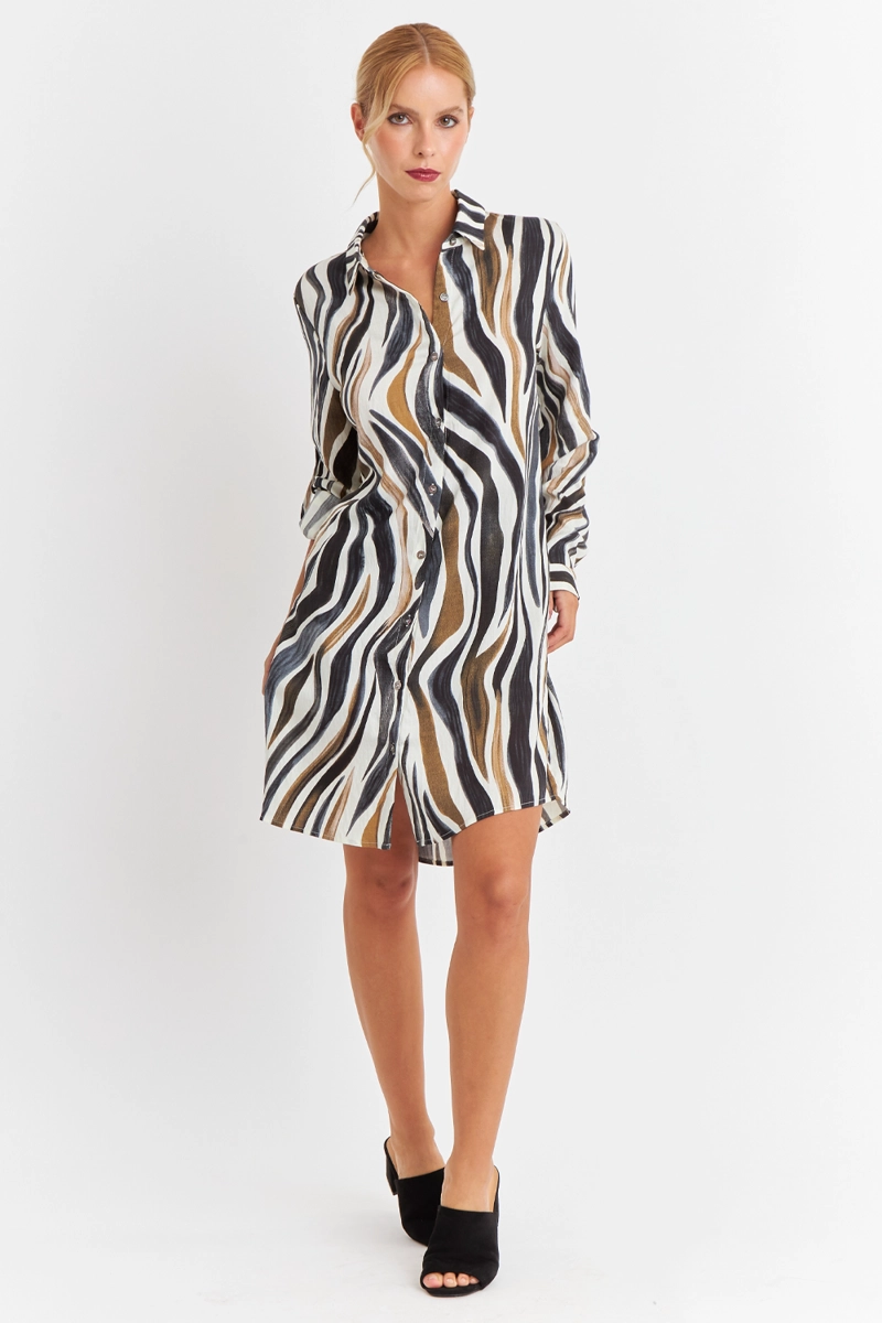 VESTIDO TIPO CAMISERO ZEBRA CAFE  NICOPOLY - 2