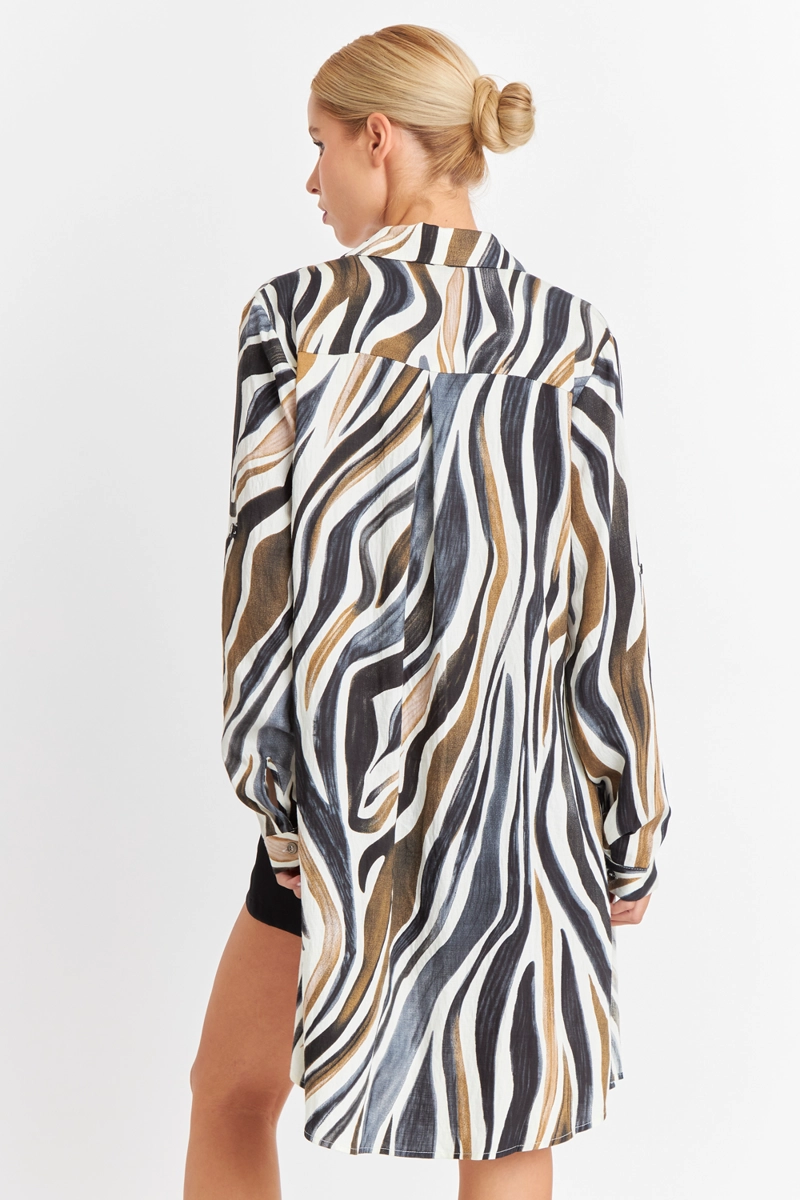VESTIDO TIPO CAMISERO ZEBRA CAFE  NICOPOLY - 4