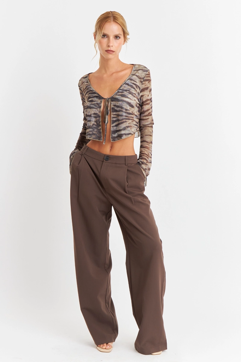 BLUSA TRANSPARENCIA NUDO CEBRA CAFE  NICOPOLY - 2