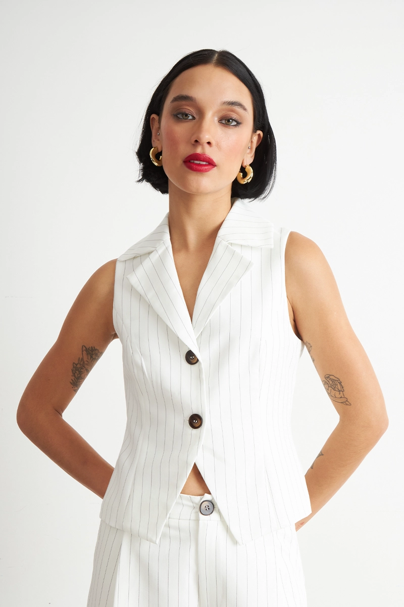 GILET RAYAS DIPLOMATICAS BLANCO NICOPOLY - 1