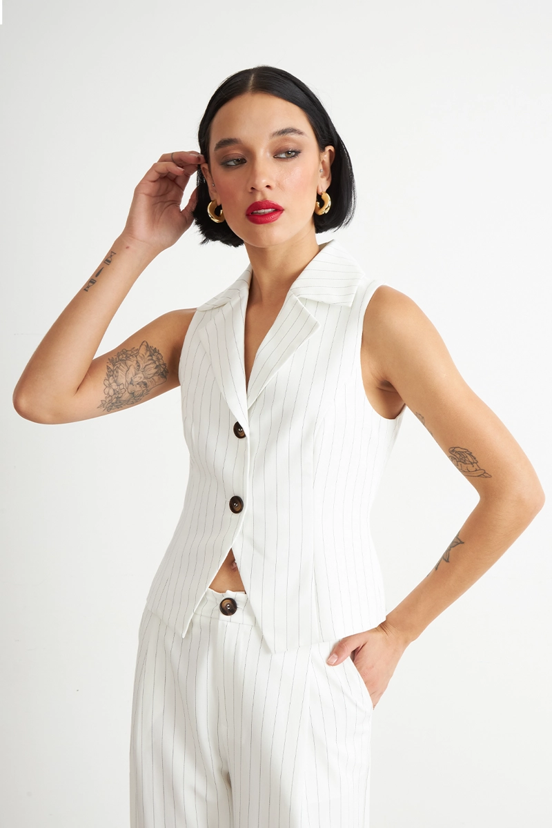 GILET RAYAS DIPLOMATICAS BLANCO NICOPOLY - 3