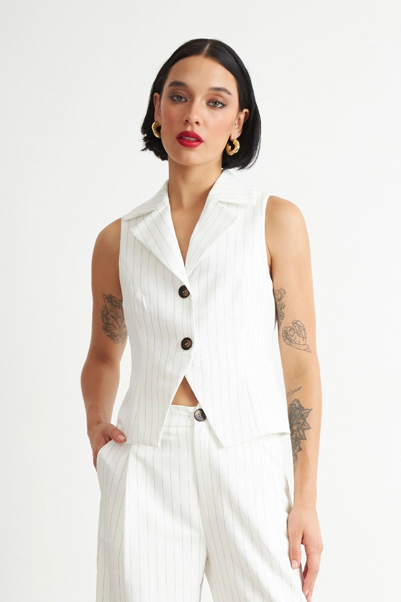 GILET RAYAS DIPLOMATICAS BLANCO NICOPOLY - 5