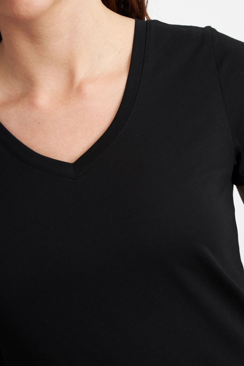 POLERA ESCOTE EN V BASICA NEGRO NICOPOLY - 6