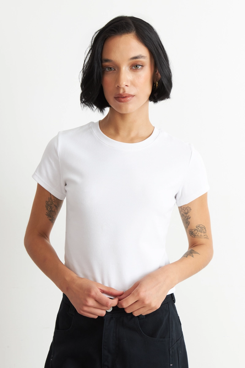 POLERA MANGA CORTA BASICA BLANCO NICOPOLY - 1