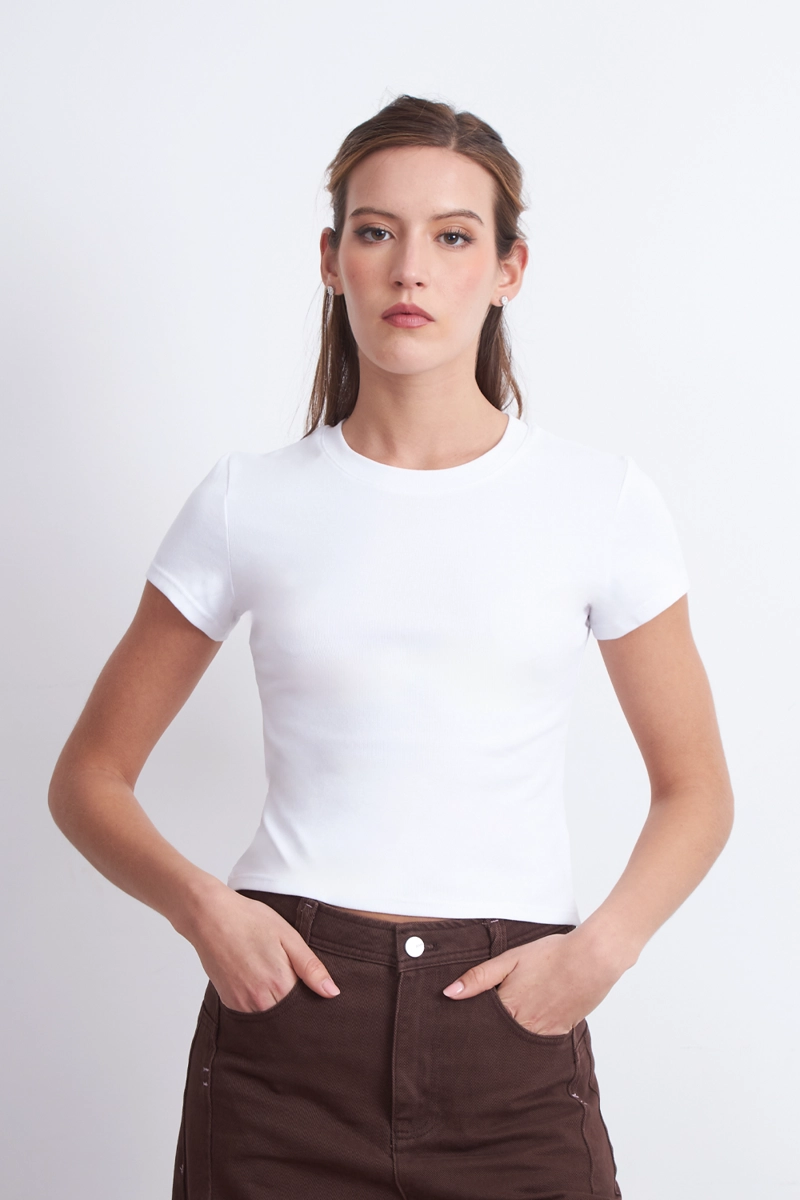 POLERA MANGA CORTA BASICA BLANCO NICOPOLY - 1
