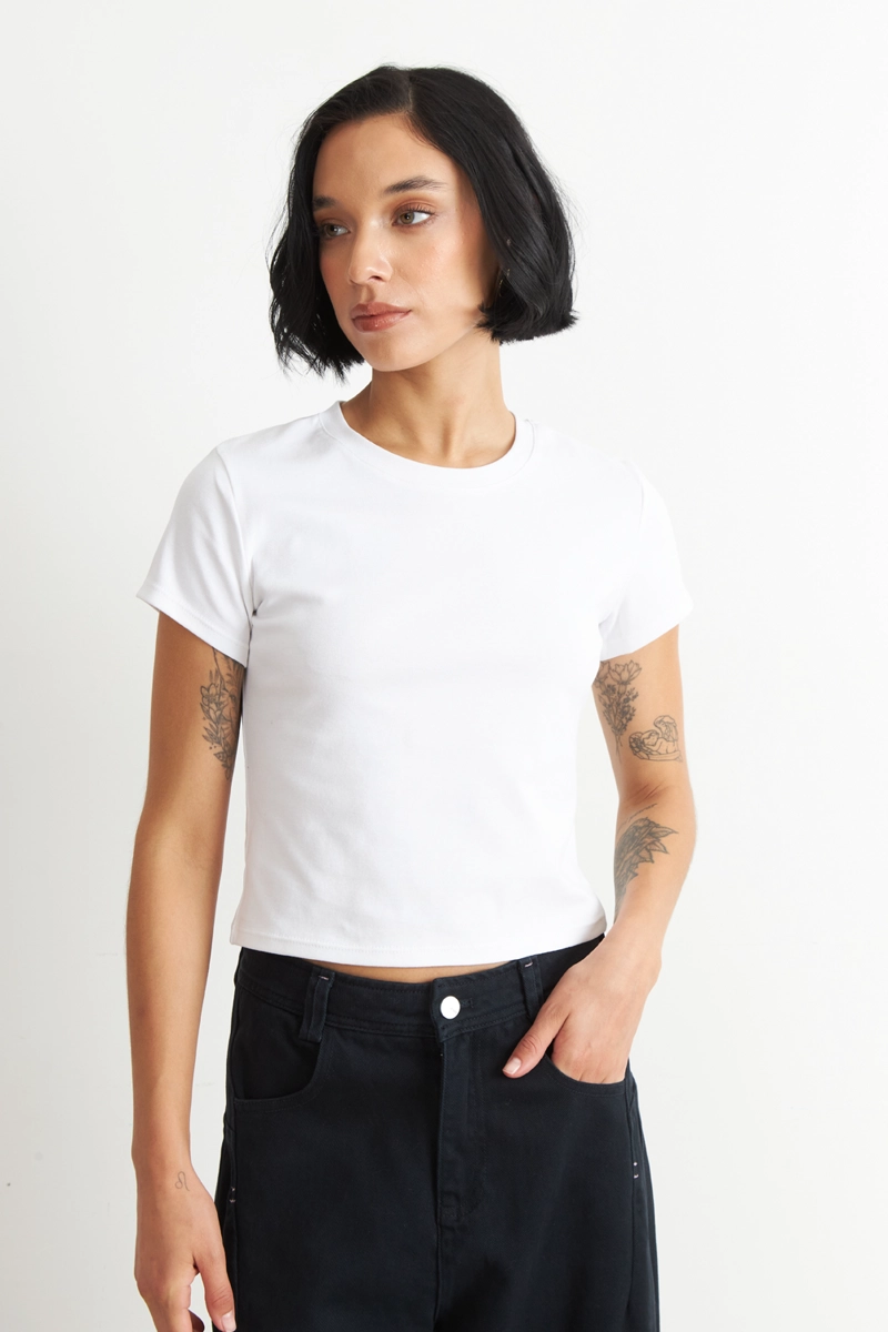 POLERA MANGA CORTA BASICA BLANCO NICOPOLY - 5