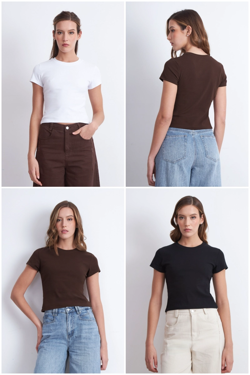 POLERA MANGA CORTA BASICA BLANCO MUJER NICOPOLY - 5