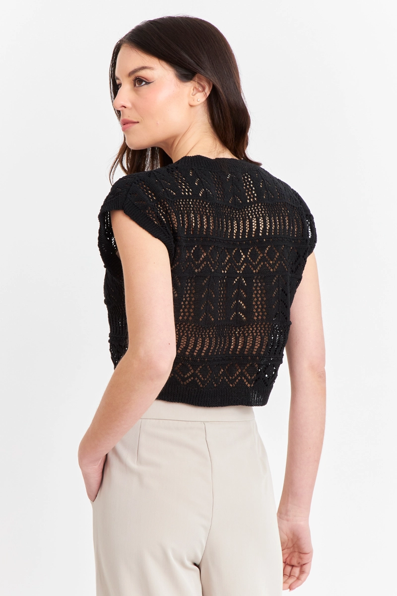 POLERA TEJIDA FANTASIA NEGRO NICOPOLY - 4