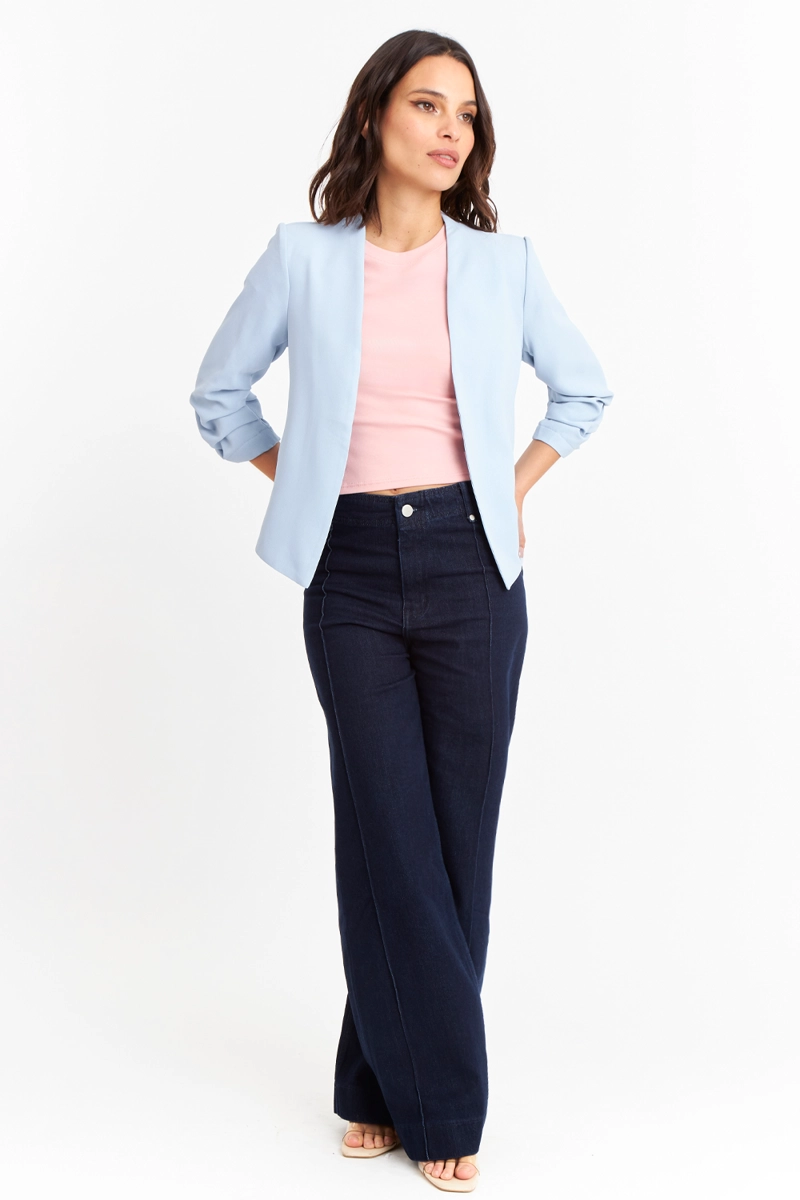 BLAZER CUELLO SIN SOLAPA CELESTE NICOPOLY - 2