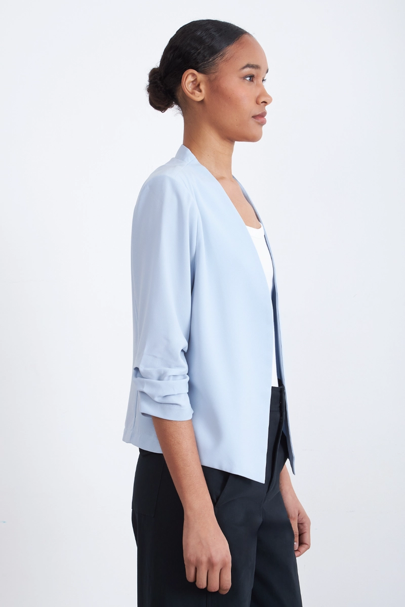 BLAZER CUELLO SIN SOLAPA CELESTE MUJER NICOPOLY - 3
