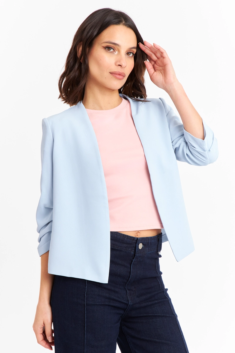 BLAZER CUELLO SIN SOLAPA CELESTE NICOPOLY - 5
