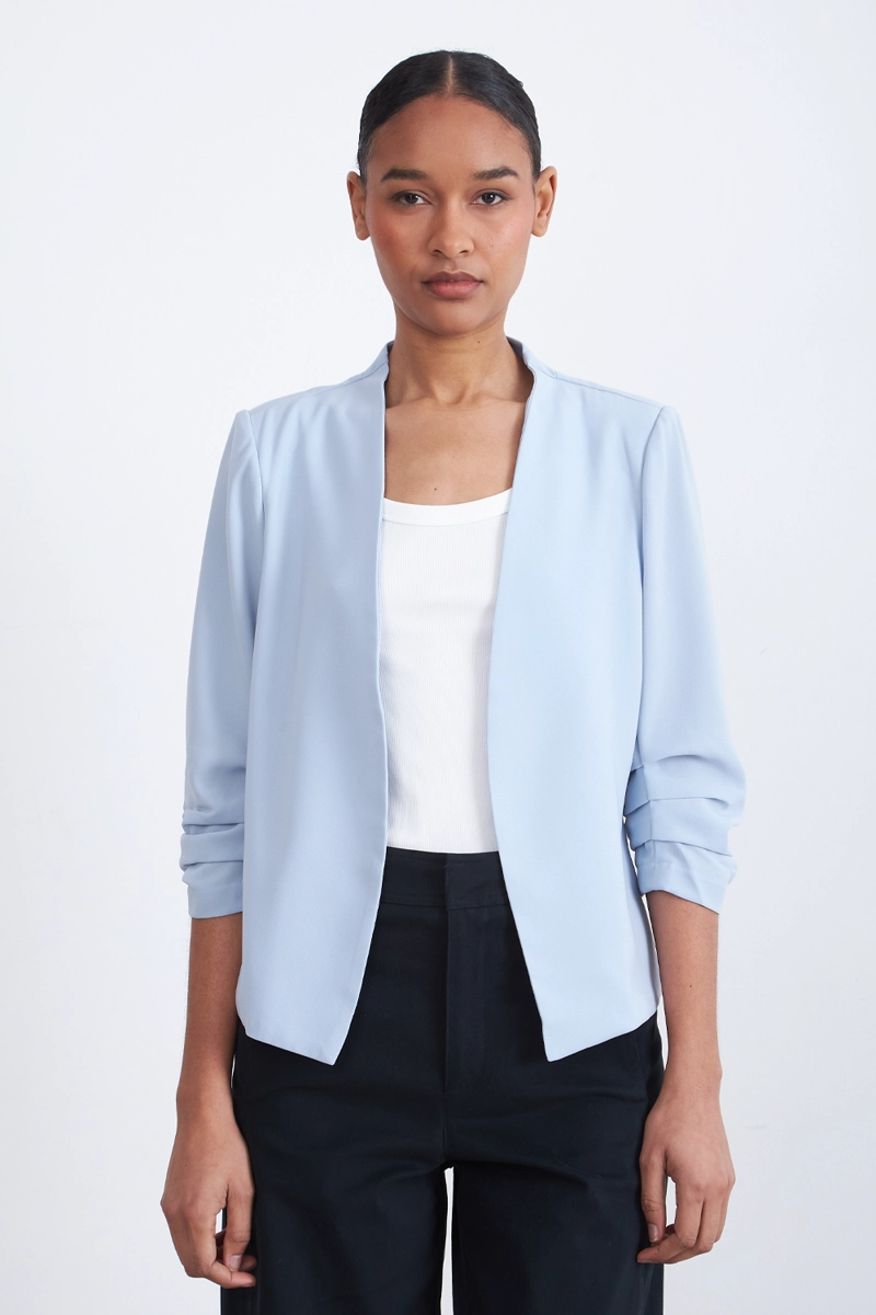 BLAZER CUELLO SIN SOLAPA CELESTE MUJER NICOPOLY - 6