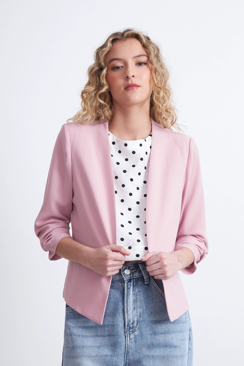 BLAZER CUELLO SIN SOLAPA ROSADO MUJER NICOPOLY - 1