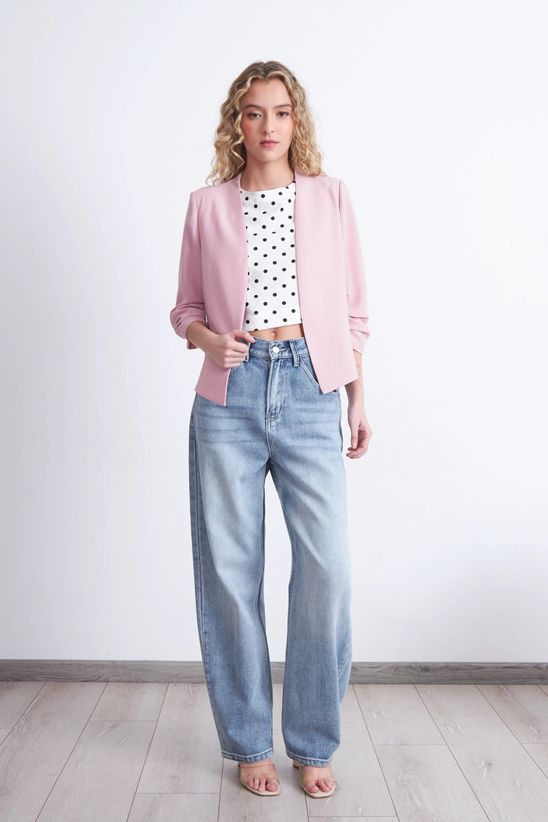 BLAZER CUELLO SIN SOLAPA ROSADO MUJER NICOPOLY - 2