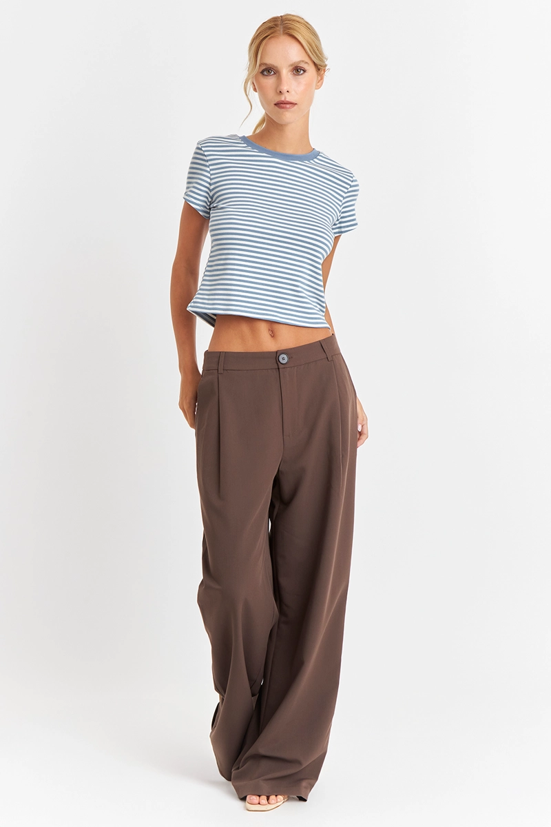 POLERA BASICA CUELLO REDONDO LINEAS CELESTE NICOPOLY - 2