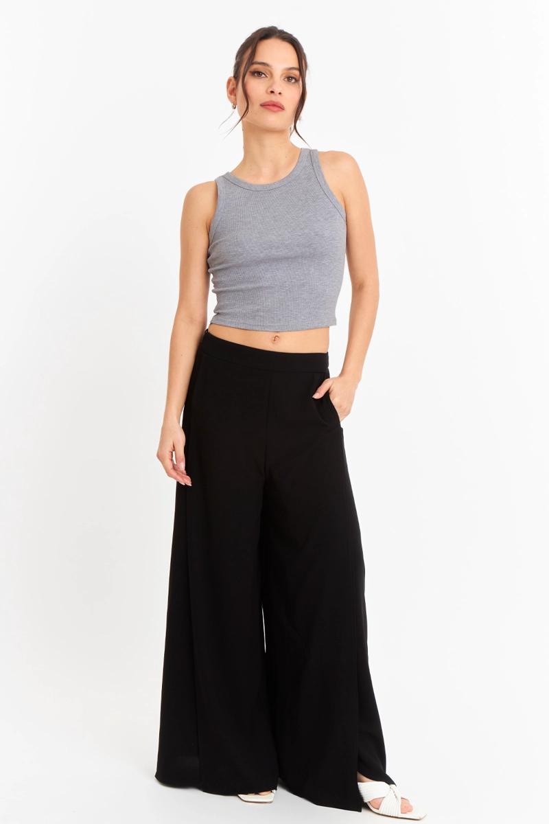 TOP SIN MANGAS ACANALADO GRIS CLARO NICOPOLY - 2
