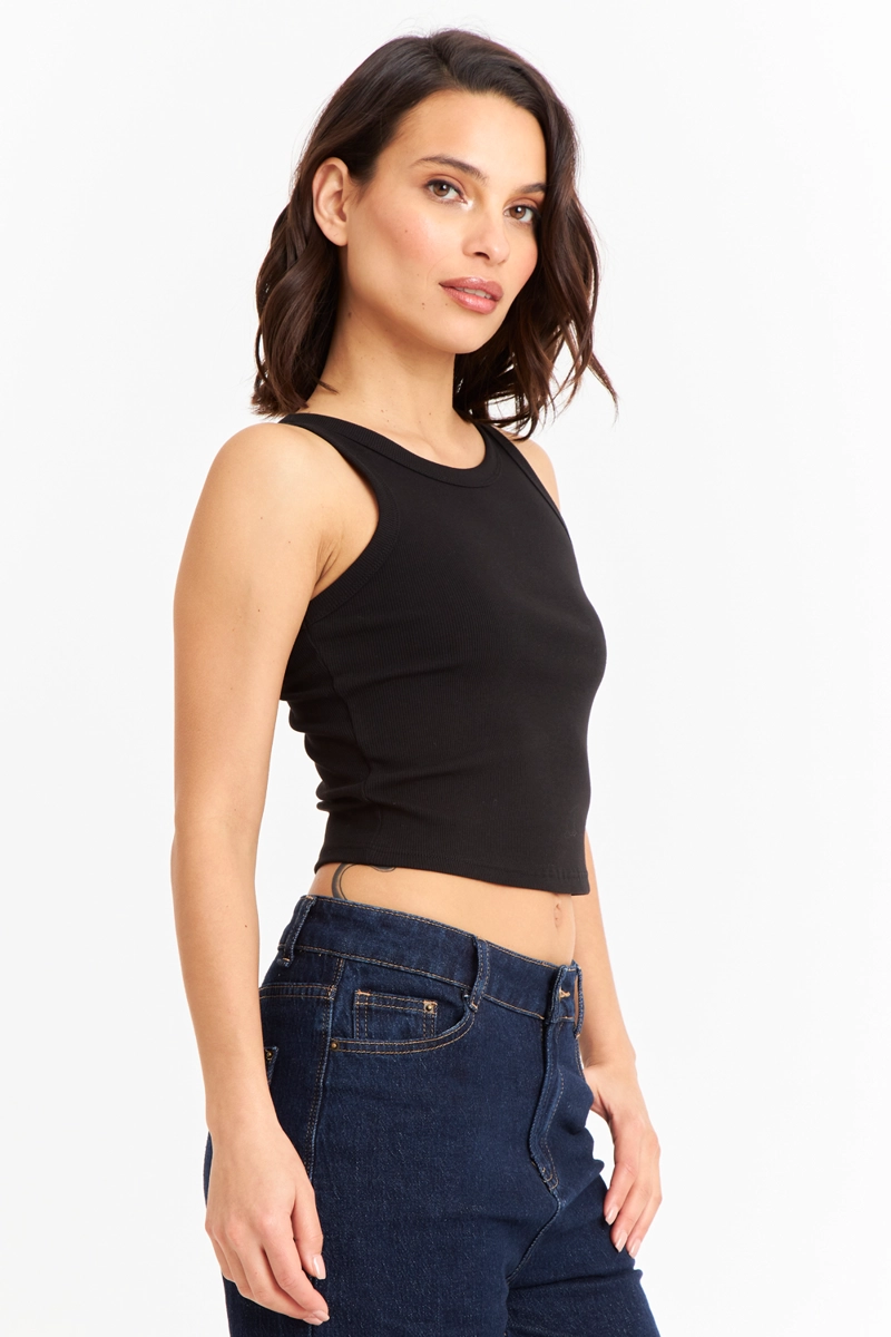 TOP SIN MANGAS ACANALADO NEGRO NICOPOLY - 3