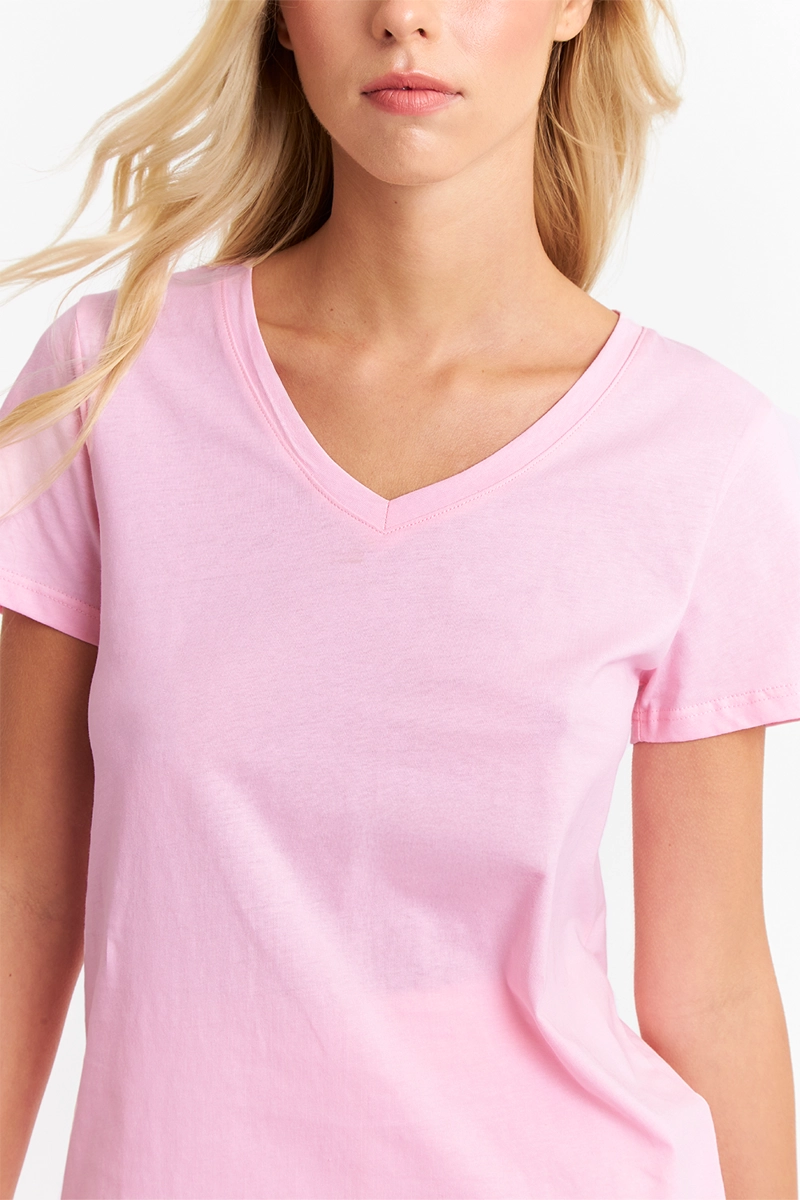 POLERA ESCOTE EN V BASICA ROSADO NICOPOLY - 6