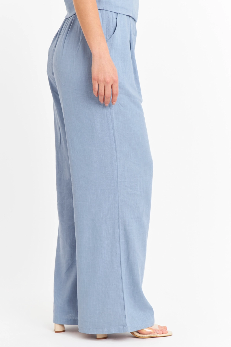 PANTALON MEZCLA LINO CELESTE NICOPOLY - 3